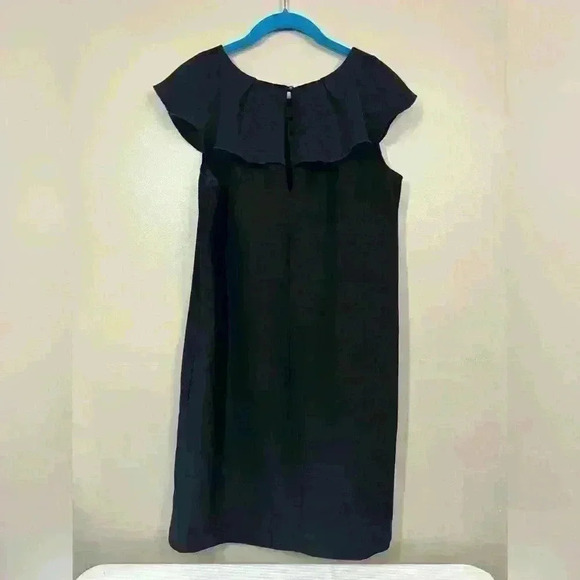 Banana Republic Capsule Black Shift Dress 8 Flutter Sleeve Crepe Minimalist Chic - Picture 4 of 9